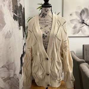 Zara Ivory Cable Knit Cardigan